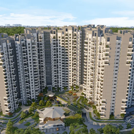 Purva Park Hill off Kanakapura Road: the towers among trees, from the air